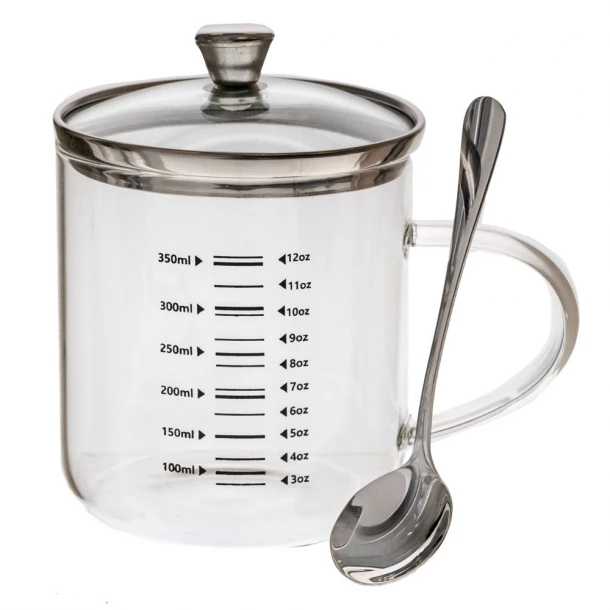 Κούπα Δοσομετρητής Γυάλινη Με Γυάλινο-Μεταλλικό Καπάκι Φ8x10εκ. iliadis 91492