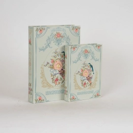 Διακοσμητικό Κουτί Βιβλίο Σετ 2τμχ Ξύλινο Γαλάζιο 19x5x27εκ. ESTHETI 752-17058