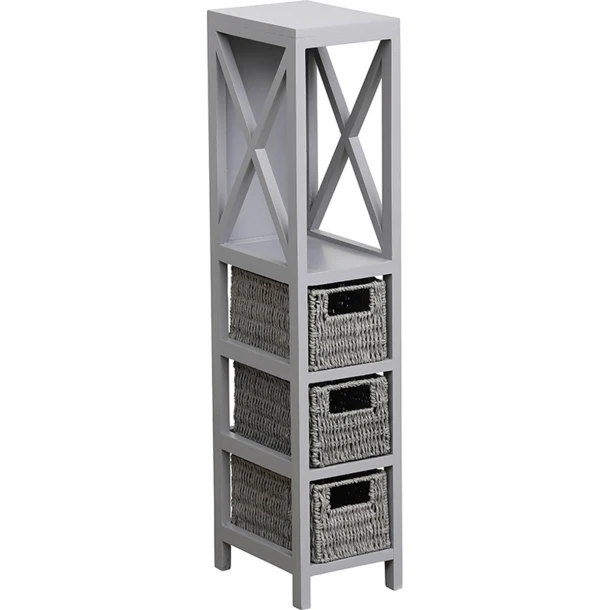 Έπιπλο MDF Με 1 Ράφι & 3 Συρτάρια Γκρι 17x24x82εκ. MRShome 1221000