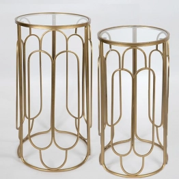 Τραπεζάκι Βοηθητικό Σετ 2τμχ Μεταλλικό Χρυσό 36x70εκ.-31x30εκ. ESTHETI 750-39531