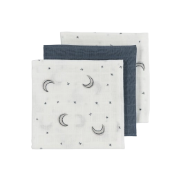 Σετ 3τμχ Απορροφητική Λαβέτα-Μουσελίνα Βαμβακερή Moon Indigo 30x30εκ. Meyco MEY-152.AE.BX.02.M3