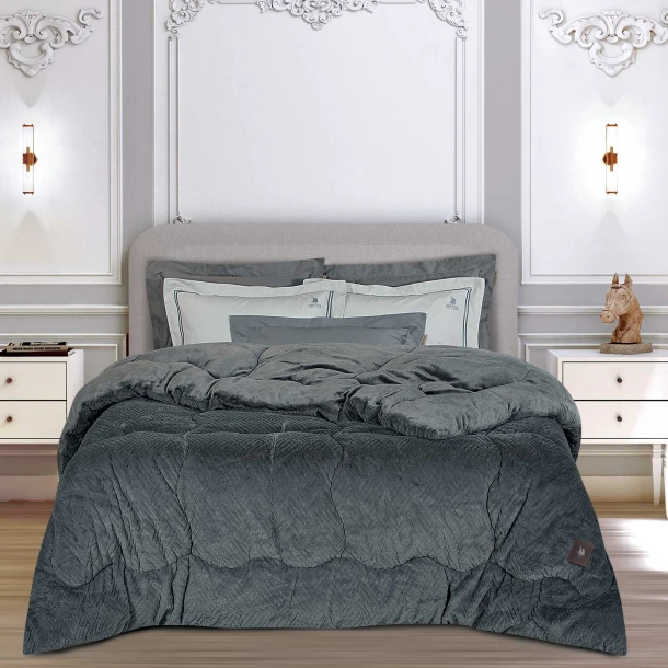 Κουβερτοπάπλωμα Faux Fur King 240x250εκ. Essential 3954 Grey Greenwich Polo Club