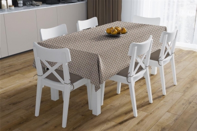 Σετ 2τμχ Τραπεζομάντηλο & Runner Polycotton Αλέκιαστο 140x300εκ.-40x300εκ. Houndstooth 473 Beige DimCol