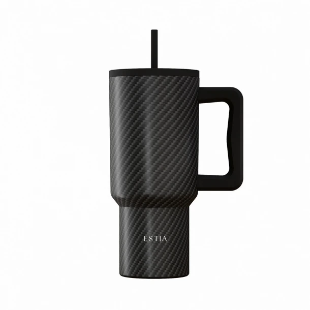 Θερμός Ανοξείδωτος Straw Tumbler XL 14,5x10x22,5εκ.-900ml Carbon Fibre Save The Aegean Estia 01-46170