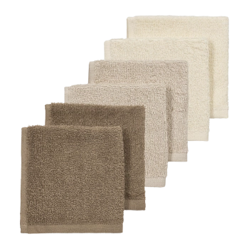 Σετ 6τμχ Λαβέτα Βαμβακερή 30x30εκ. Natural-Soft Sand-Taupe Meyco MEY-167.000.DB.02E