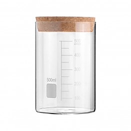 Δοχείο Αποθήκευσης Γυάλινο Διάφανο Με Καπάκι Φελλού 500ml-10x10x15εκ. Estia 01-25076