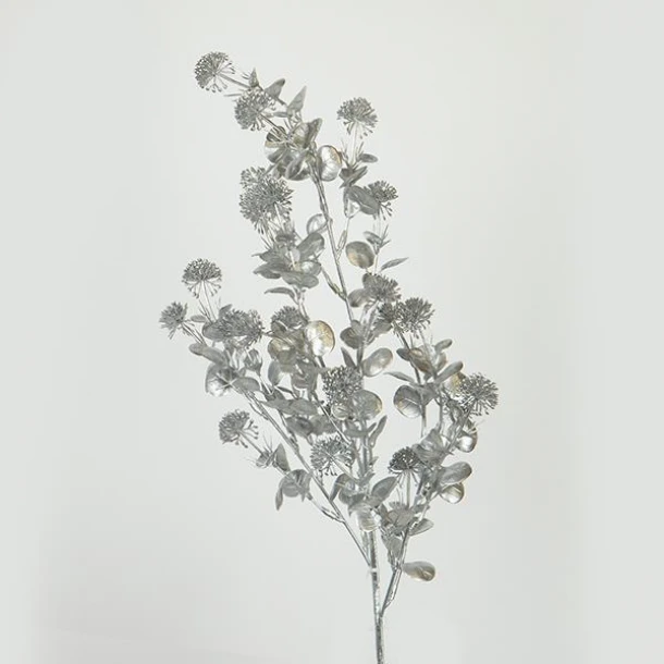 Κλαδί Με Φύλλα Πλαστικό 60εκ. Ασημί ESTHETI 758-12114
