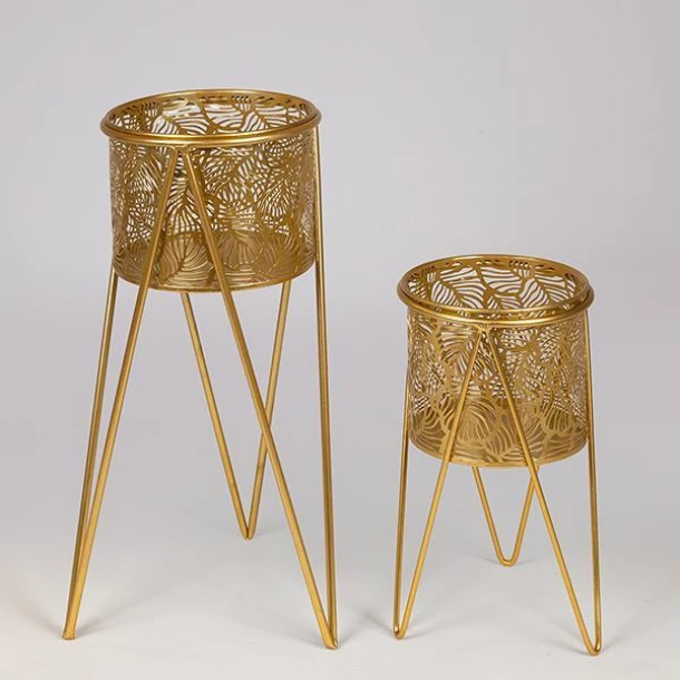 Κασπώ Σετ 2τμχ Μεταλλικό Χρυσό 27x50εκ./21x33εκ. ESTHETI 752-18091