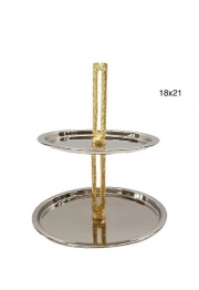 Ορντερβιέρα 2 Όροφη Ανοξείδωτη Αλουμινίου Ασημί-Χρυσή Φ18x21εκ. Capolavoro 21.000.1015