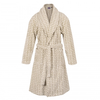 Μπουρνούζι Ενηλίκων Βαμβακερό Ζακάρ Extra Large Essential 3093 Εκρού-Taupe Greenwich Polo Club