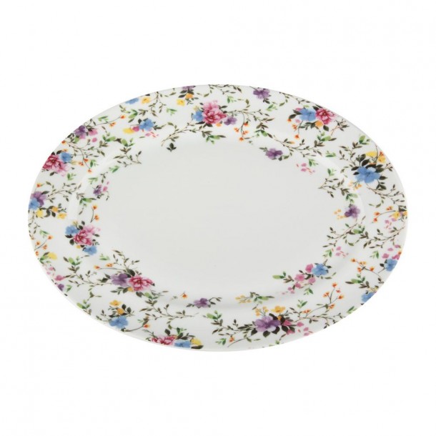Πιατέλα Σερβιρίσματος Οβάλ Πορσελάνης Λευκό Με Λουλούδια Spring 25εκ. Oriana Ferelli PR24711008