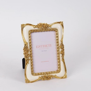 Κορνίζα Polyresin Λευκή-Χρυσή 10x15εκ. ESTHETI 756-12191