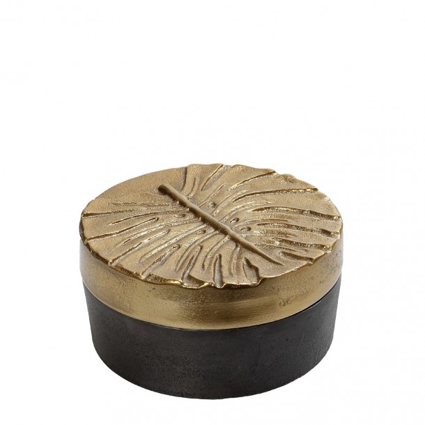 Διακοσμητικό Κουτί Με Καπάκι Αλουμινίου Γκρι-Χρυσό ESPIEL 19x8,5εκ. DEP132