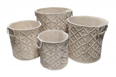Καλάθι Σετ 4τμχ Macrame Natural 40,6x40,6εκ.-35,5x35,5εκ.-30,4x30,4εκ.-25,4x25,4εκ. Komvos Home 7012347-1