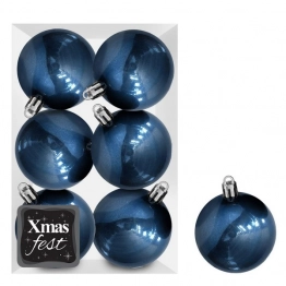 Σετ Μπάλες 6τμχ Περλέ Πετρόλ Δ8εκ. Xmas fest 93-3546