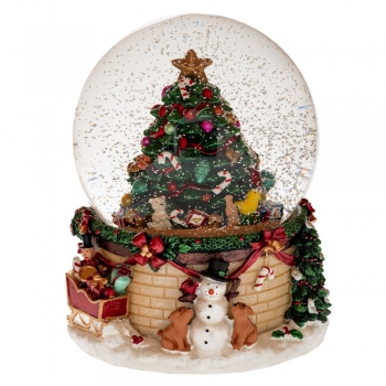 Χριστουγεννιάτικη Νερόμπαλα Polyresin Κουρδιστή Με Μουσική 17x21εκ. iliadis 90521