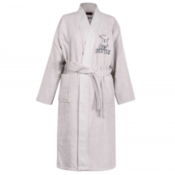 Μπουρνούζι Ενηλίκων Βαμβακερό Ζακάρ Extra Large Essential 3213 Light Grey Greenwich Polo Club