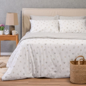 Σετ Σεντόνια Βαμβακερά Υπέρδιπλα Με Λάστιχο 160x200+32εκ. Spring Light Grey Ultra Line Melinen 20005813