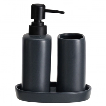 Σετ Μπάνιου 3τμχ Stoneware Black 6U MRShome 0094004