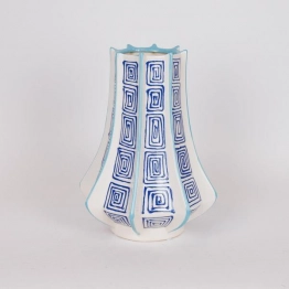 Βάζο Κεραμικό Λευκό-Μπλε-Γαλάζιο 23,5x23,5x33,5εκ. ESTHETI 819-00369