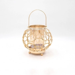 Φανάρι Μεταλλικό-Γυάλινο Χρυσό 18x19εκ. ESTHETI 819-00248