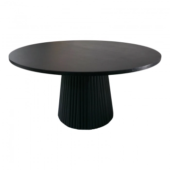 Τραπέζι σαλονιού Canicule I pakoworld μασίφ ξύλο ακακίας σε μαύρη απόχρωση Φ80x40εκ