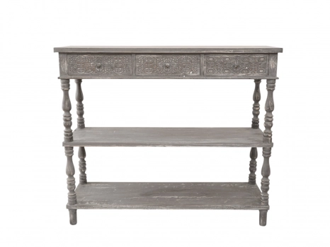 Κονσόλα Ξύλινη Με Ράφια Αντικέ Γκρι 120x40x97εκ. Zen Collection 25.29.51765