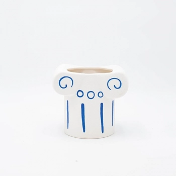 Βάζο Πορσελάνης Λευκό-Μπλε 17x11,6x14,6εκ. ESTHETI 819-00223