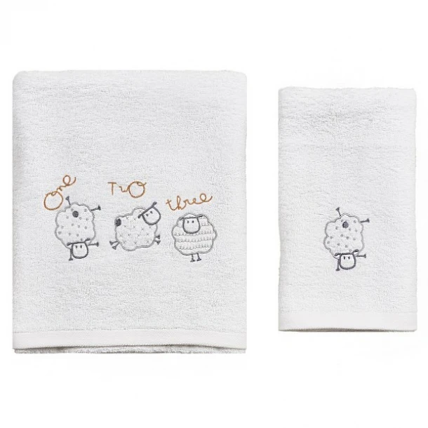 Σετ Πετσέτες 2τμχ Μπεμπέ Βαμβακερές Sheep Γκρι 57595