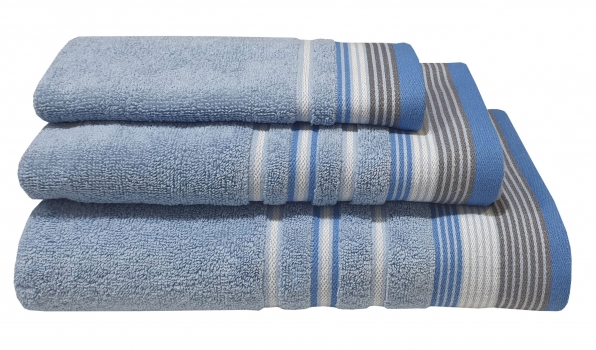 Πετσέτα Βαμβακερή Προσώπου 50x90εκ. Satin Stripe Light Blue Komvos 7005912-11