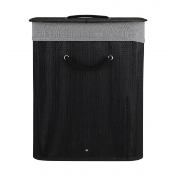 Καλάθι Απλύτων Πτυσσόμενο Bamboo 40x30x50εκ.-60lt Μαύρο Essentials Estia 02-34597