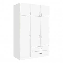 Ντουλάπα τρίφυλλη με συρτάρια Royal pakoworld σε λευκή απόχρωση 150x58x230εκ