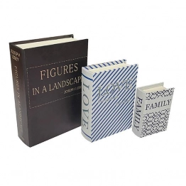 Διακοσμητικό Κουτί Βιβλίο Σετ 3τμχ Ξύλινο Καφέ-Μπλε-Λευκό 30x21,5x6εκ.-23x17x4,5εκ.-16x11x3εκ. ESTHETI 752-17037