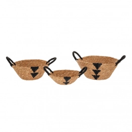 Καλάθι Σετ 3τμχ Βαμβακερό Μαύρο-Natural Με Χερούλια 30x15εκ.-26x13εκ.-22x9εκ. iliadis 85970