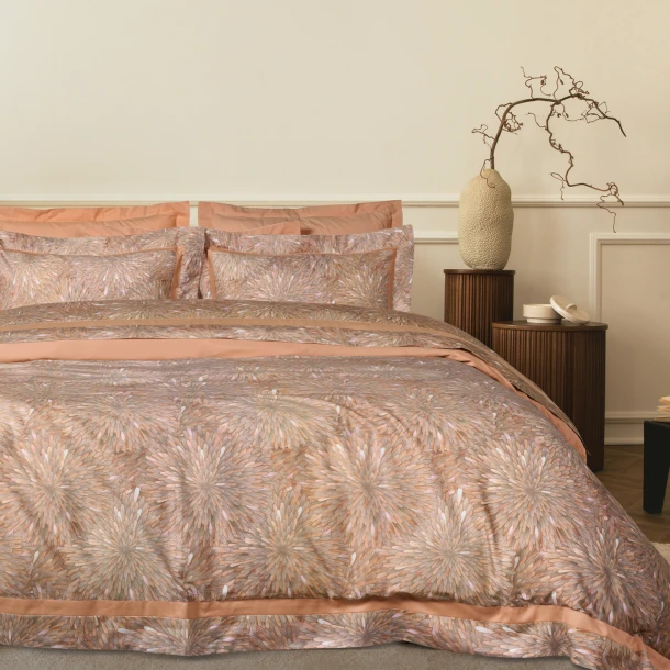 Σετ Παπλωματοθήκη Tencel-Βαμβακερή Υπέρδιπλη 220x240εκ. Executive 1689 Γκρι-Terracotta Das Home