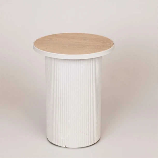 Τραπεζάκι Βοηθητικό Μεταλλικό-Ξύλινο Λευκό-Natural 36x36x46εκ. ESTHETI 810-00092