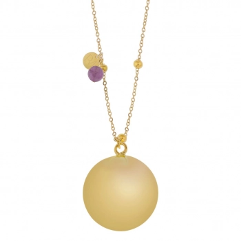 Μενταγιόν Εγκυμοσύνης Επάργυρο-Χάλυβας 110εκ. Bola Fine Gold-Αμέθυστος Proud Mama PM-660