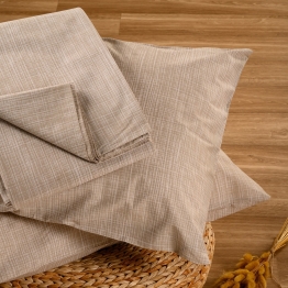 Σετ Σεντόνι Με 2 Μαξιλαροθήκες Polycotton Υπέρδιπλο Με Λάστιχο 160x200+32εκ. Mateo Beige Casual Line Mini Melinen 20004846