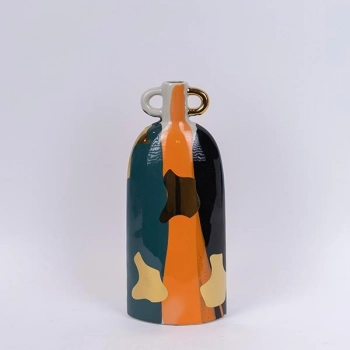 Βάζο Κεραμικό Terracotta-Χρυσό-Σκούρο Πράσινο 15,5x9,5x36,5εκ. ESTHETI 752-20424