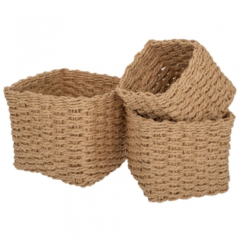 Καλάθι Σετ 3τμχ Πλεκτό Natural 19x18x12εκ.-18x15x10εκ.-13x13x9εκ. iliadis 90160