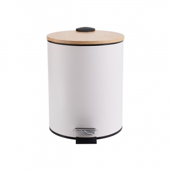 Καλάθι Απορριμμάτων Ανοξείδωτο-Bamboo Λευκό Essentials Estia 5lt 02-12731