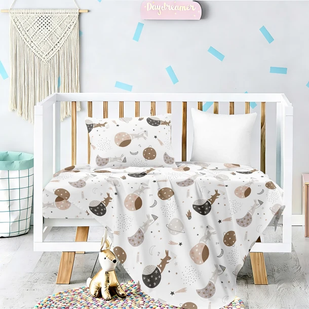 Σετ Σεντόνια Βαμβακοσατέν Κούνιας 120x170εκ. Universe Prime Baby Line Melinen 20005686