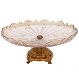 Διακοσμητική Πιατέλα-Τουρτιέρα Με Πόδι Γυάλινη-Μεταλλική Μελί-Χρυσή iliadis 31x15εκ. 91673