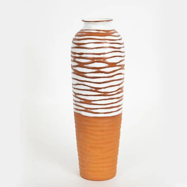 Βάζο Κεραμικό Terracotta-Λευκό 12,1x12,1x36,1εκ. ESTHETI 752-20232
