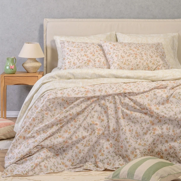 Σετ Σεντόνια Βαμβακερά Υπέρδιπλο 235x270εκ. Amy Beige Ultra Line Melinen 20003422