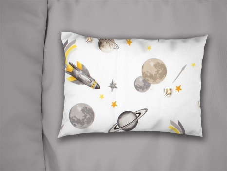Μαξιλαροθήκη Bebe Φάκελος Βαμβακερή 35x45εκ. Space Mission 183 White-Grey DimCol