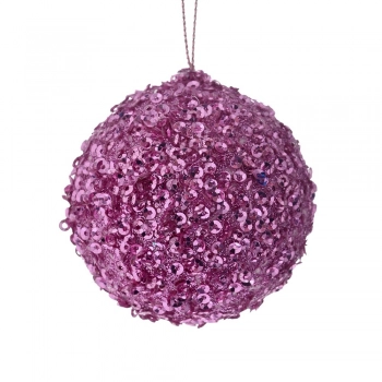 Χριστουγεννιάτικη Μπάλα Polyfoam Ροζ Glitter 6εκ. iliadis 83485