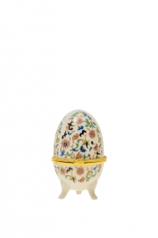 Διακοσμητικό Επιτραπέζιο Αυγό Πορσελάνης Λευκό-Multi-Χρυσό 5x7,5εκ. Zen Collection 22.46.48080