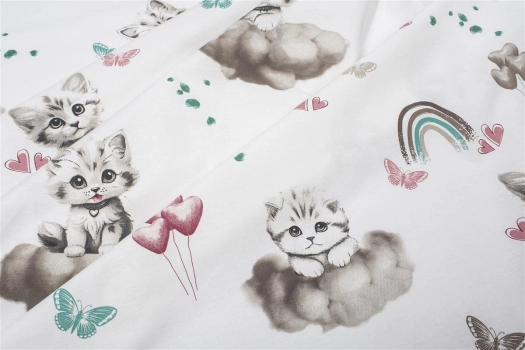 Πάνα Χασέ Βαμβακερή 80x80εκ. Kitten 560 Petrol DimCol