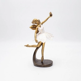 Διακοσμητική Επιτραπέζια Νεράιδα Polyresin Μπρονζέ-Λευκή 11,5x8,5x24,2εκ. ESTHETI 819-00900